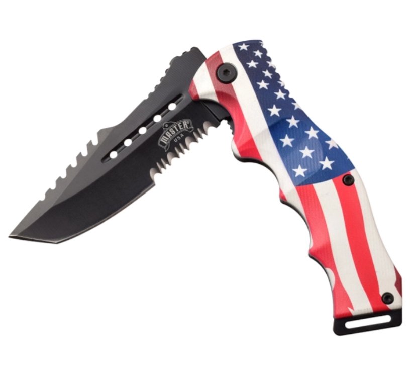 US Flag | Master USA - Serrated AO Knife - Master USA at Uppercut Tactical